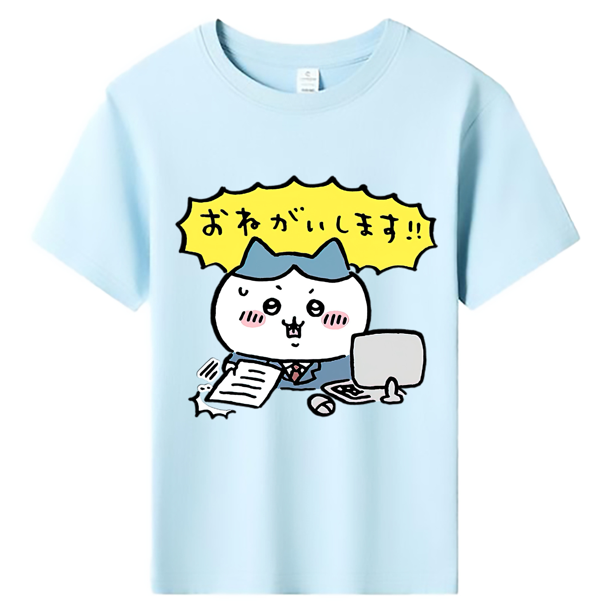 （画像用） ちいかわ ハチワレ Chii-kawa hachiware 綿100％キッズTシャツ（フロントプリント）